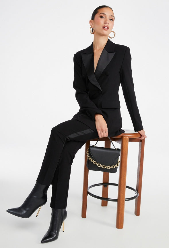 Tuxedo Satin Blazer Black Caviar