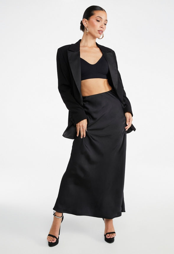 Tuxedo Satin Blazer Black Caviar