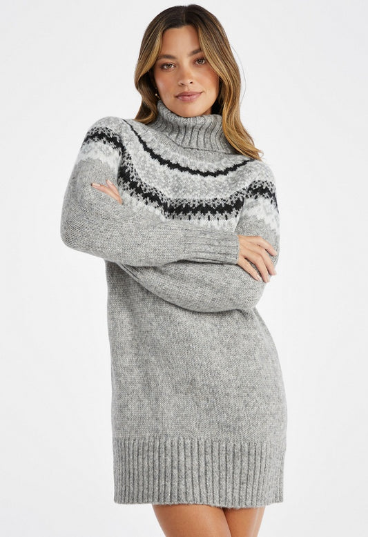 Fair Isle Sweater Dress Neutral Combo