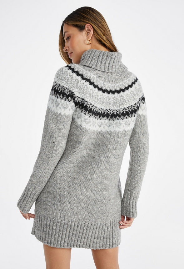 Fair Isle Sweater Dress Neutral Combo