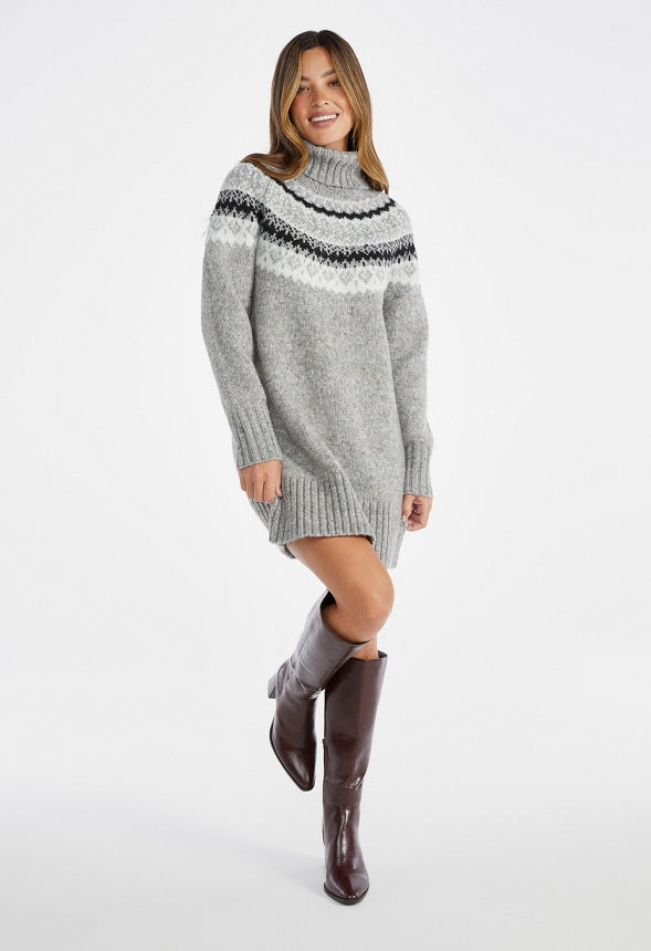 Fair Isle Sweater Dress Neutral Combo