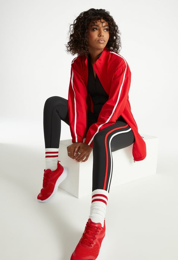 Windbreaker Dress Salsa Red/ White Combo