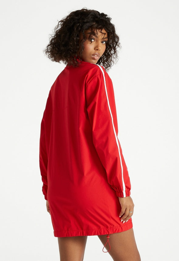 Windbreaker Dress Salsa Red/ White Combo
