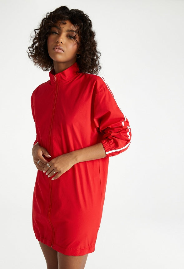 Windbreaker Dress Salsa Red/ White Combo