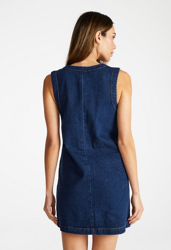 Denim Button Front Shift Dress Imagine