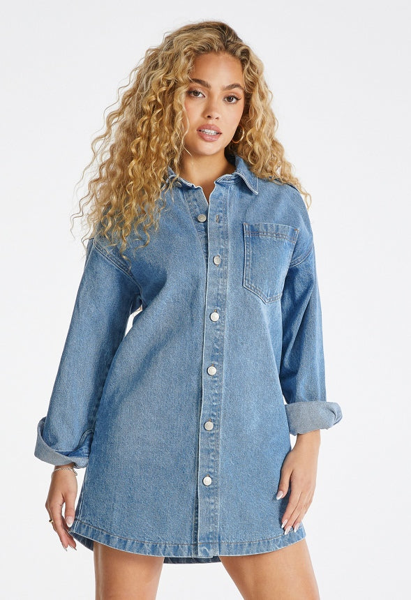 Denim Boyfriend Shirt Dress River