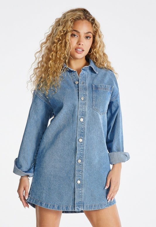Denim Boyfriend Shirt Dress River