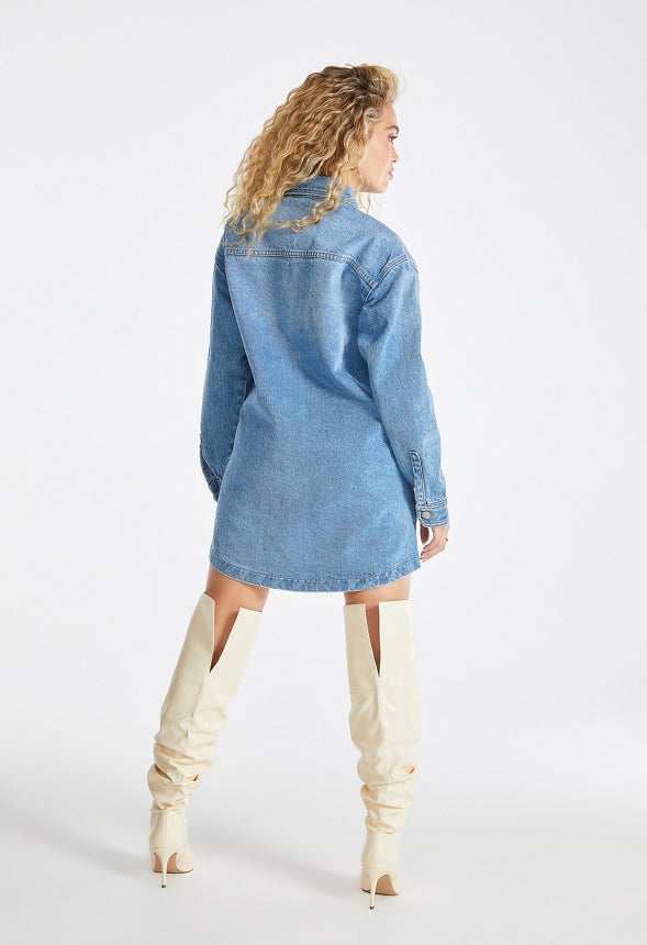 Denim Boyfriend Shirt Dress River