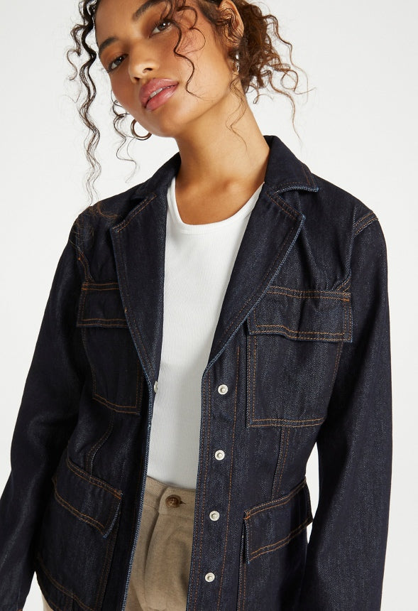 Utility Denim Blazer Noir