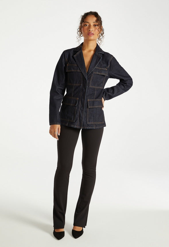 Utility Denim Blazer Noir