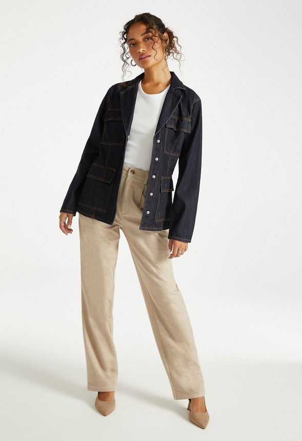 Utility Denim Blazer Noir