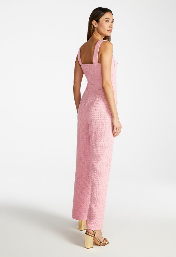 Sleeveless Tweed Jumpsuit Candy Pink