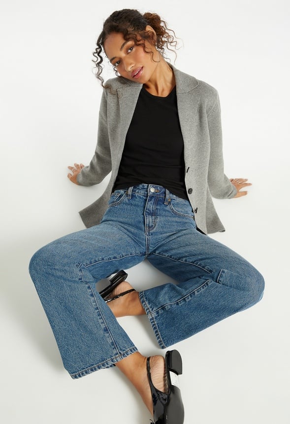 Knit Sweater Blazer Dark Heather Grey