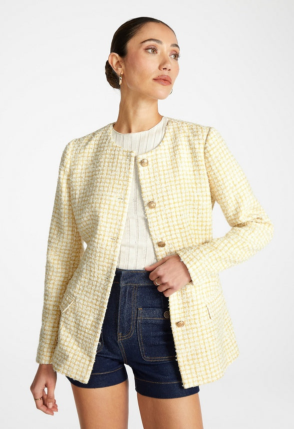 Tweed Hourglass Jacket Pale Banana