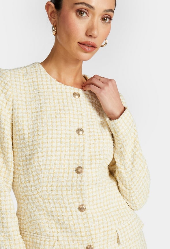 Tweed Hourglass Jacket Pale Banana
