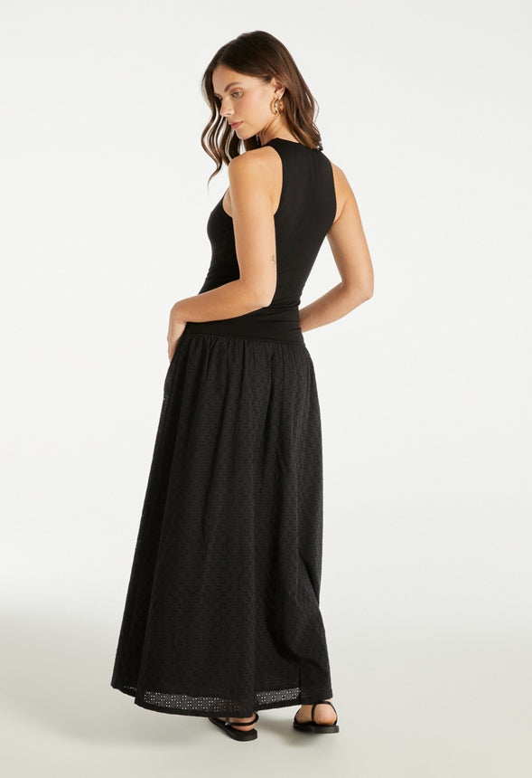 Halter Eyelet Maxi Dress Black Caviar
