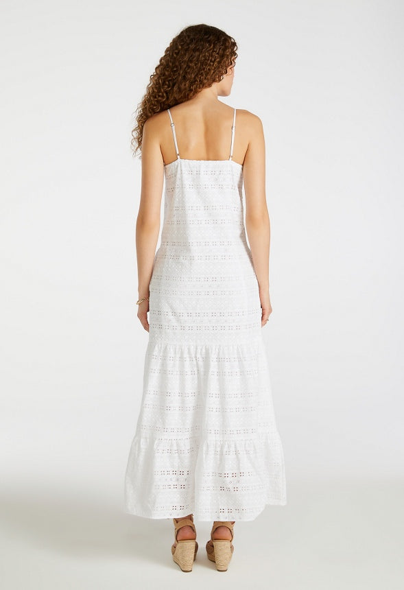 Eyelet Tiered Maxi Dress Bright White