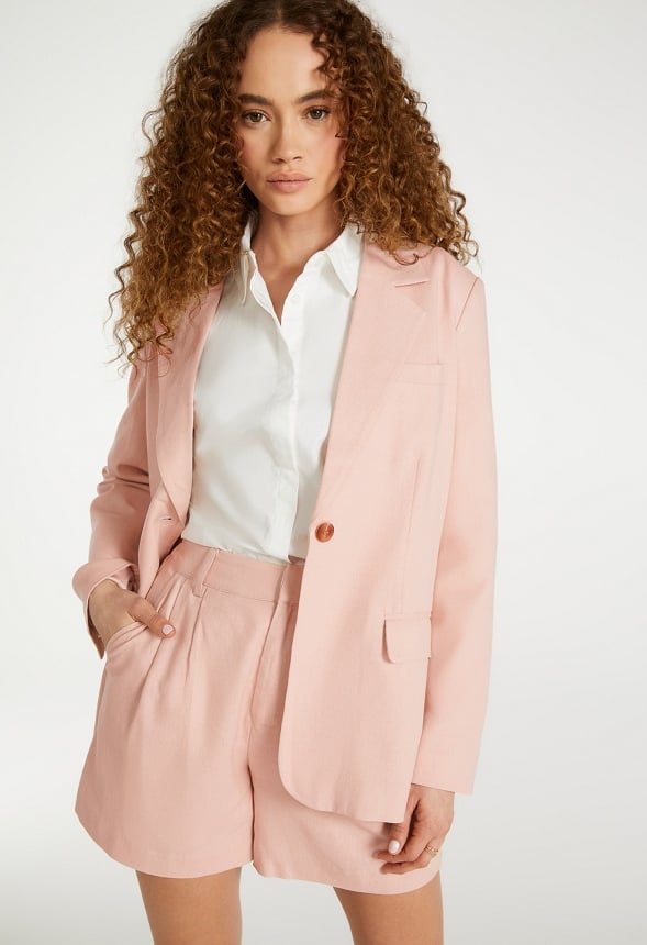 Linen Boyfriend Blazer Rose Smoke