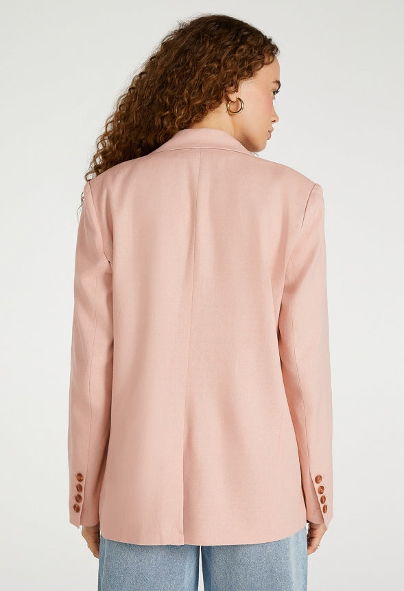 Linen Boyfriend Blazer Rose Smoke