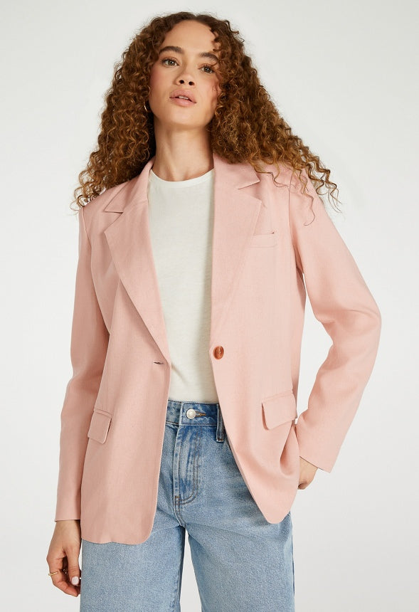 Linen Boyfriend Blazer Rose Smoke