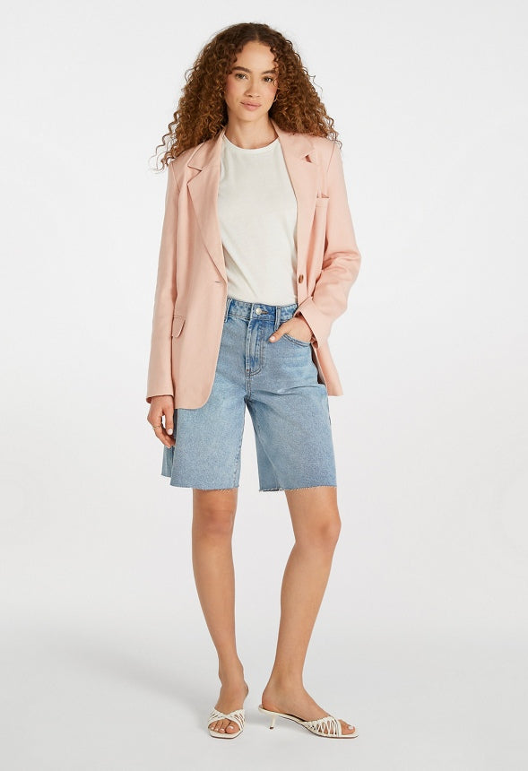 Linen Boyfriend Blazer Rose Smoke