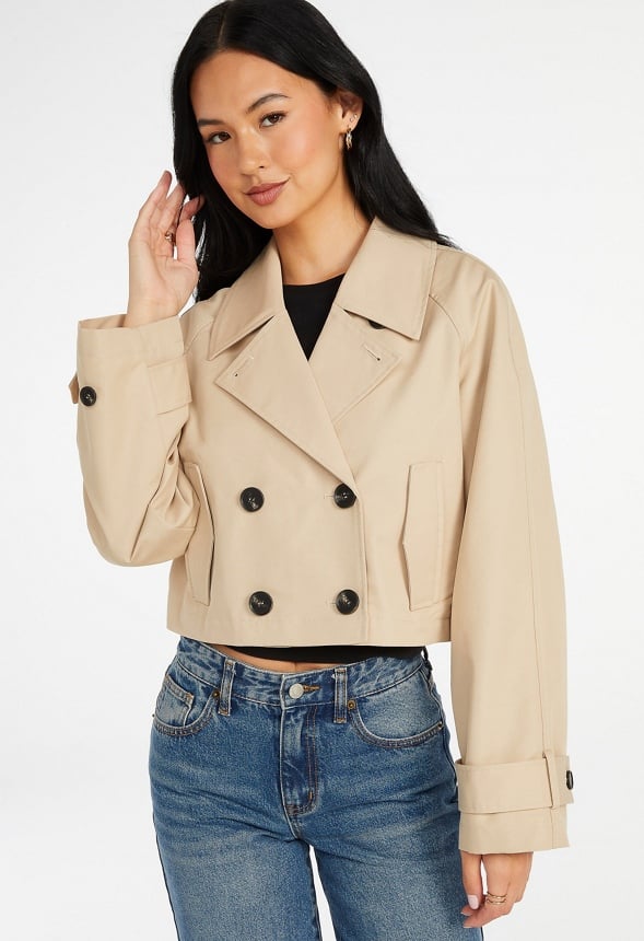 Cropped Trench Jacket Khaki