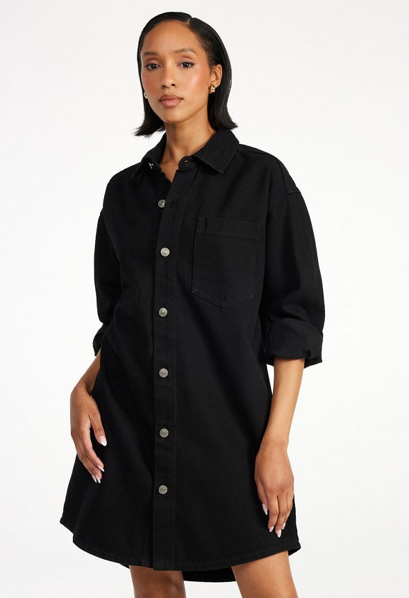 Denim Boyfriend Shirt Dress Jett