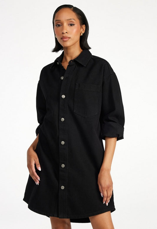 Denim Boyfriend Shirt Dress Jett