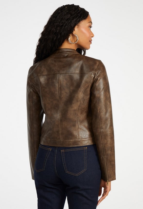 Leather Moto Jacket Burnished Leather