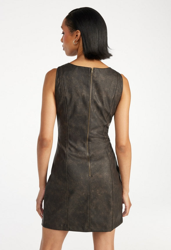 Boat Neck Mini Dress Burnished Brown