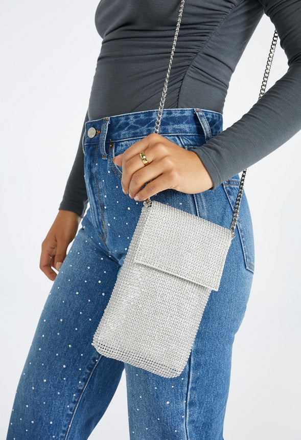 Rhinestone Crossbody Clear/Silver