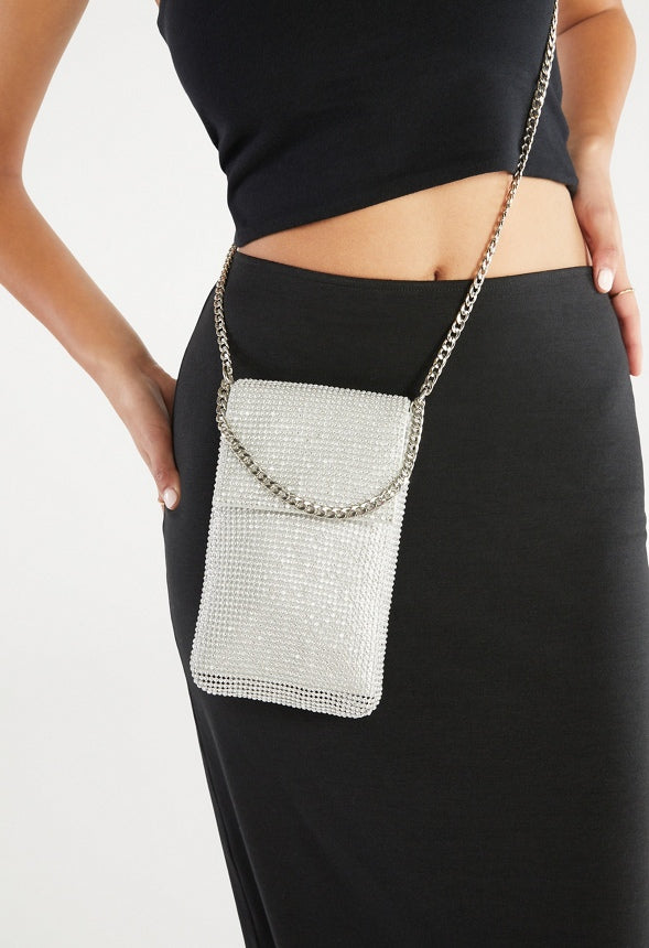 Rhinestone Crossbody Clear/Silver