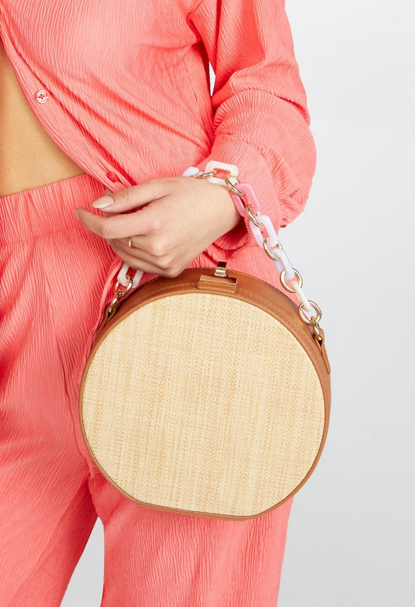 RESIN HANDLE CANTEEN CROSSBODY Cognac Multi