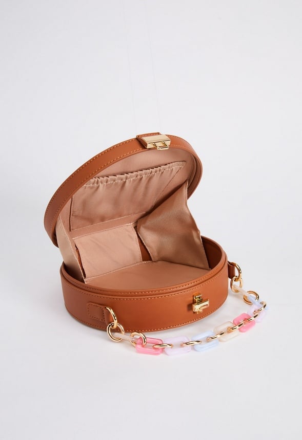 RESIN HANDLE CANTEEN CROSSBODY Cognac Multi
