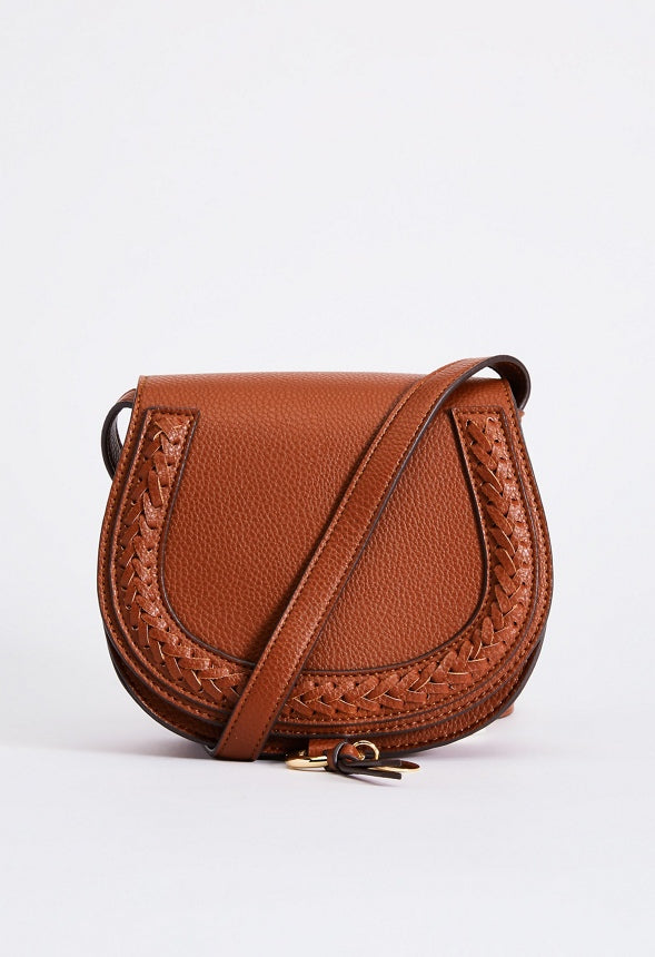 SADDLE BAG CROSSBODY WITH WHIPSTITCH Leather Brown