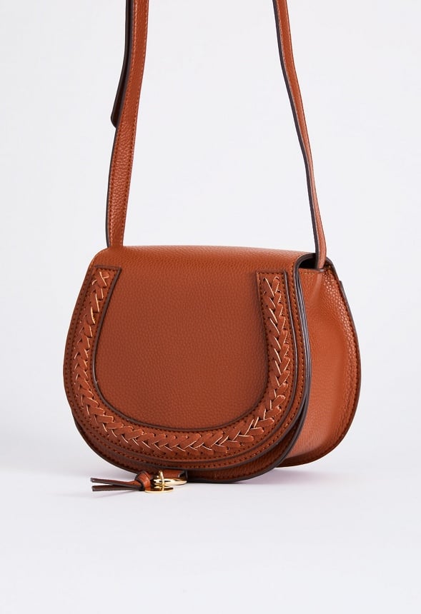 SADDLE BAG CROSSBODY WITH WHIPSTITCH Leather Brown