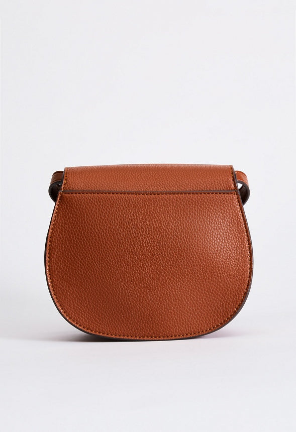 SADDLE BAG CROSSBODY WITH WHIPSTITCH Leather Brown