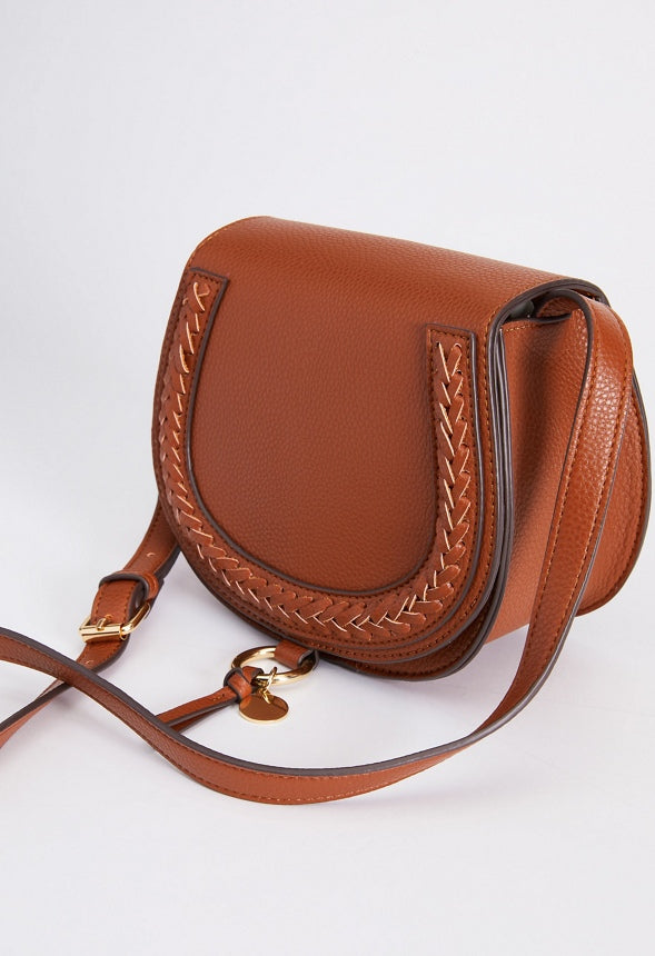 SADDLE BAG CROSSBODY WITH WHIPSTITCH Leather Brown