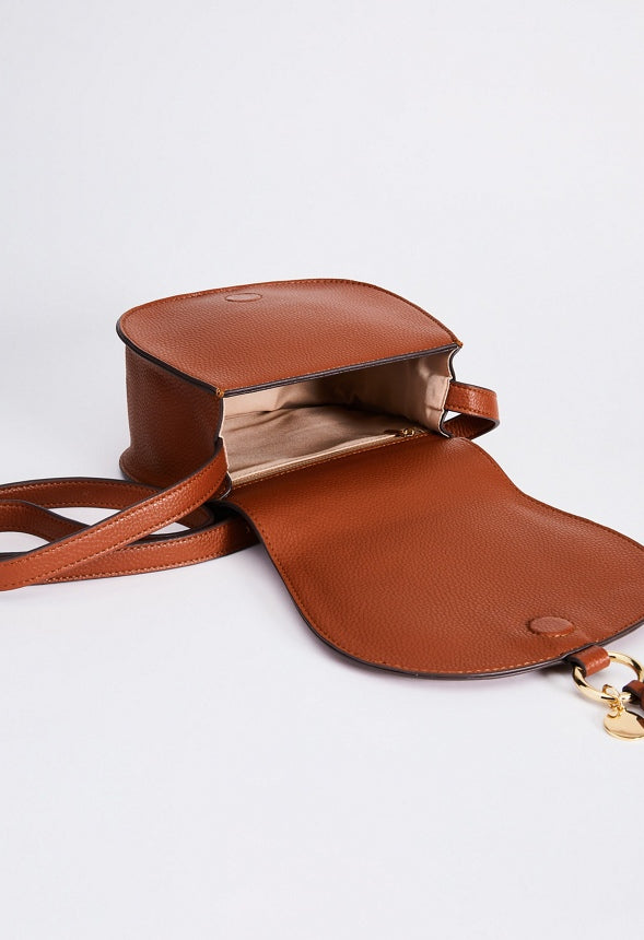SADDLE BAG CROSSBODY WITH WHIPSTITCH Leather Brown