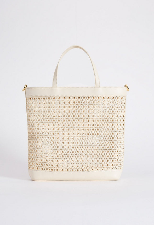 WOVEN CROSSBODY TOTE Birch White
