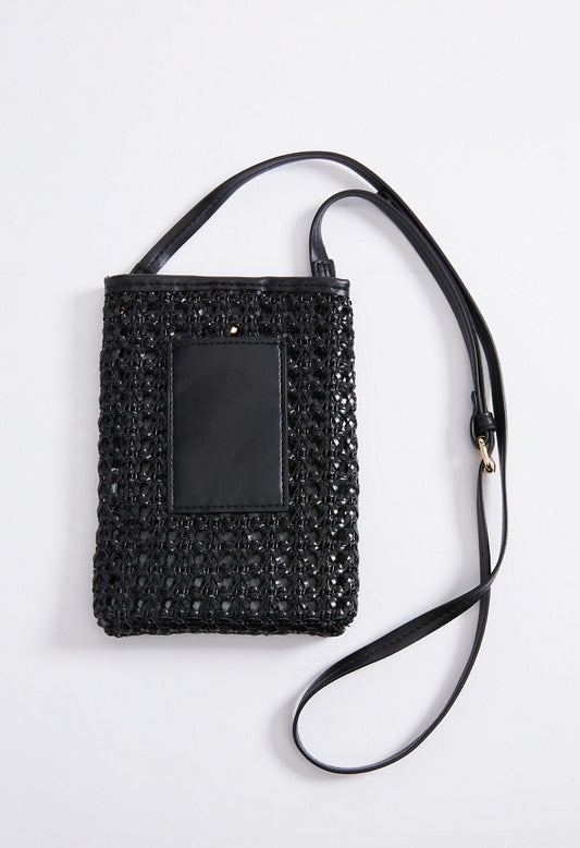 Woven Phone Crossbody Black
