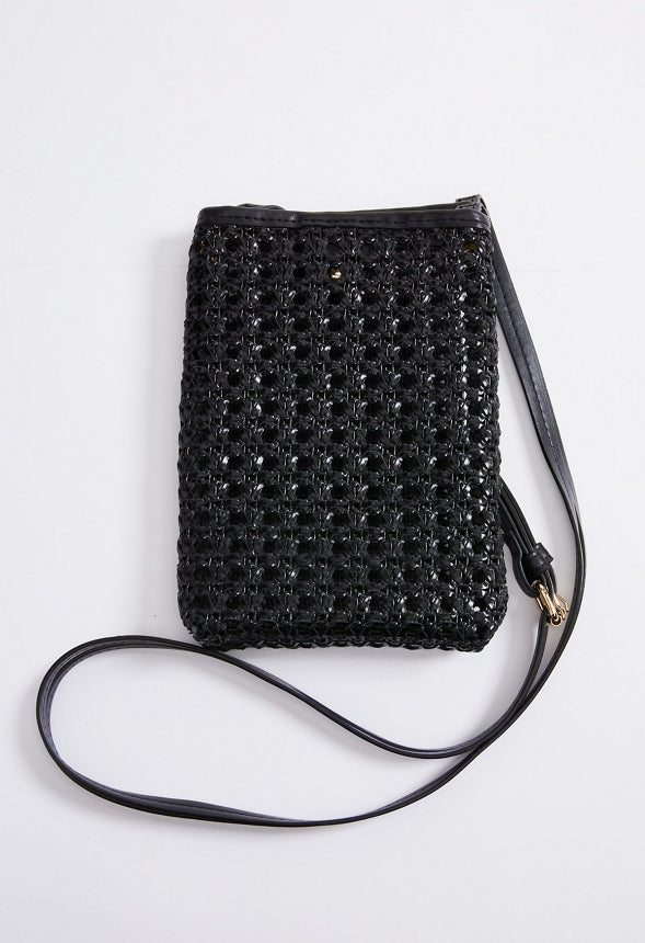 Woven Phone Crossbody Black