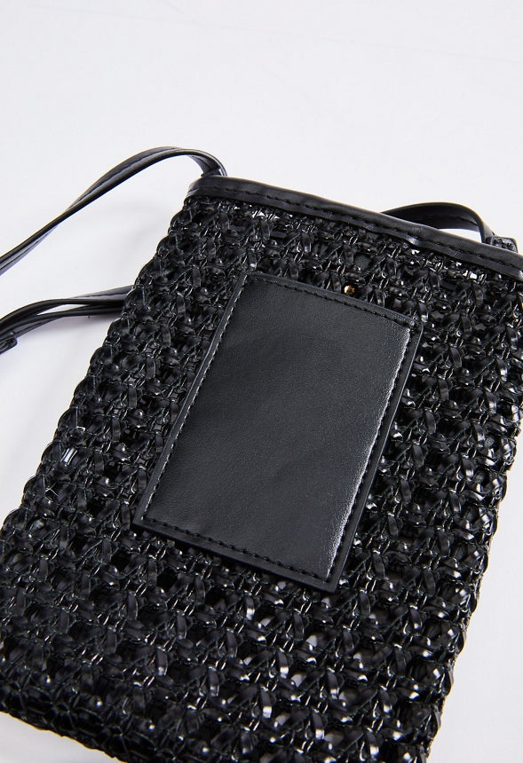 Woven Phone Crossbody Black