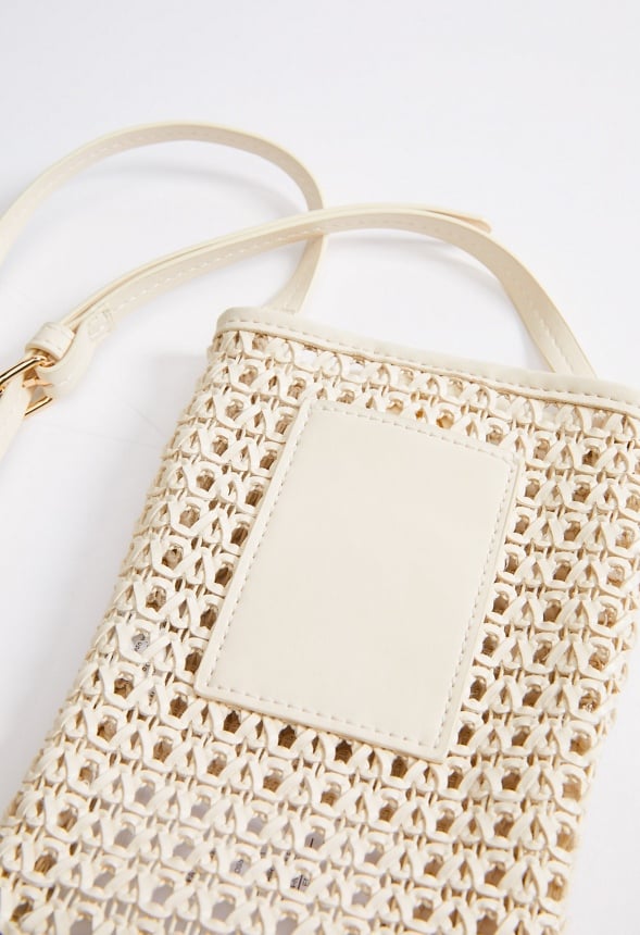 Woven Phone Crossbody Birch White