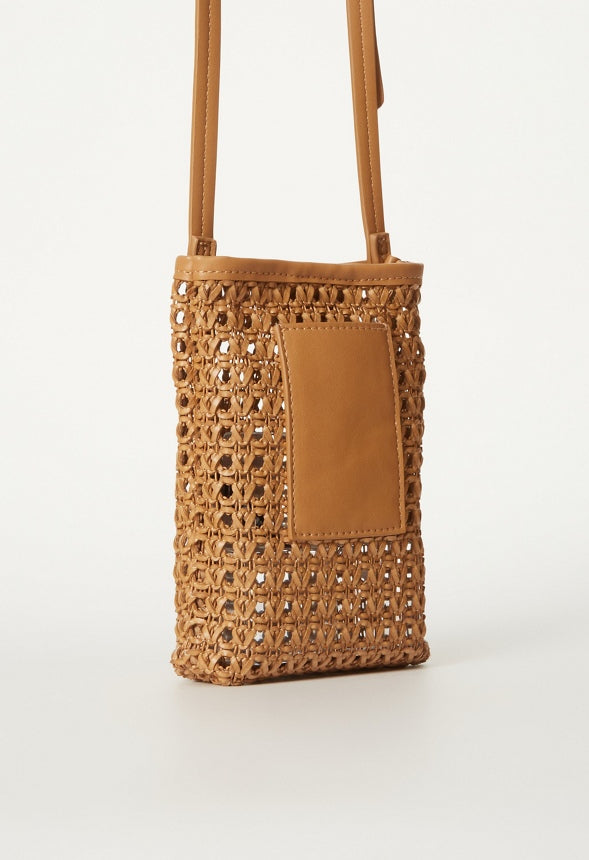 Woven Phone Crossbody Camel