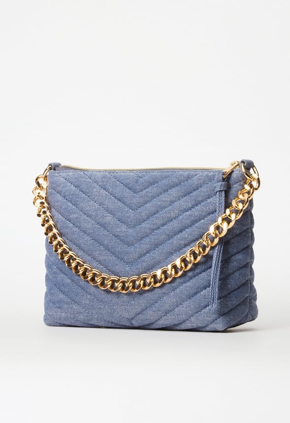 Quilted Zippered Crossbody Chambray