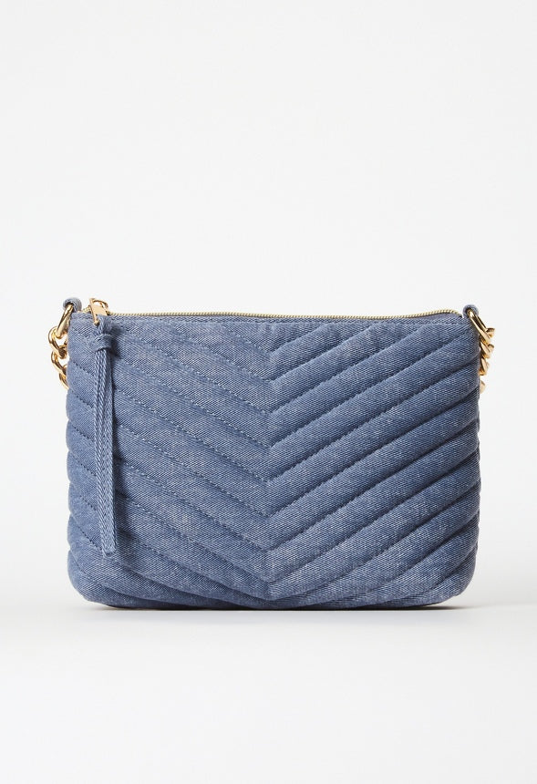Quilted Zippered Crossbody Chambray