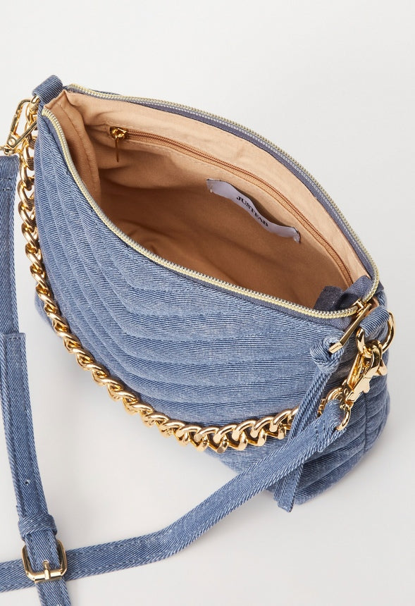 Quilted Zippered Crossbody Chambray