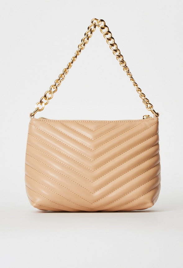 Quilted Zippered Crossbody Nude