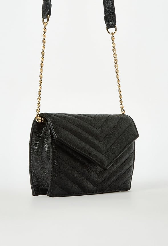 Quilted Wallet On A Chain Black